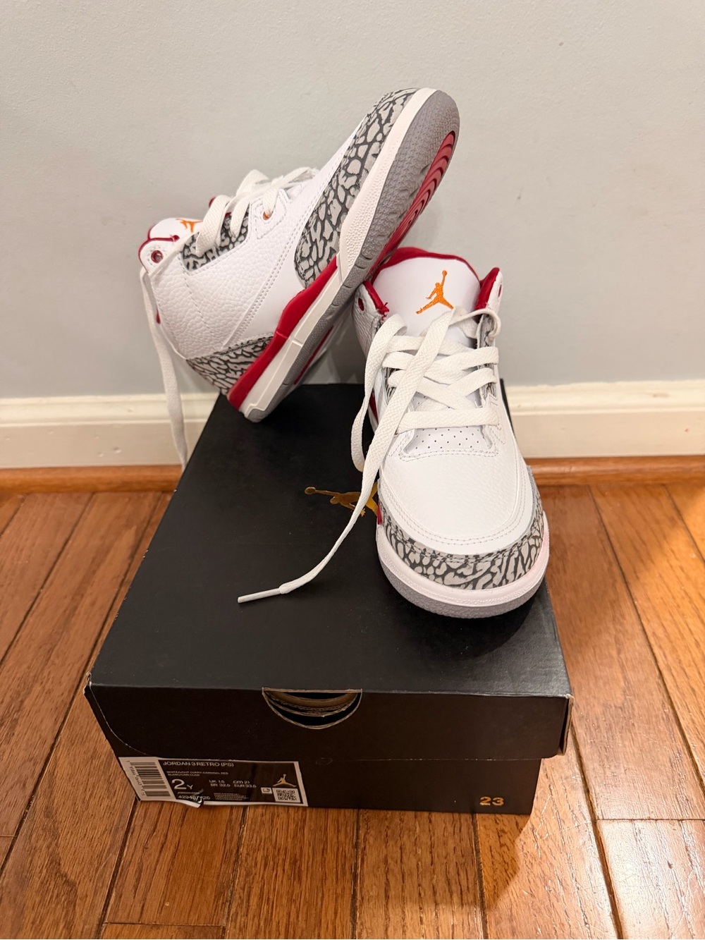 Jordan Kids White/Red/Orange Retro Basketball Sneakers